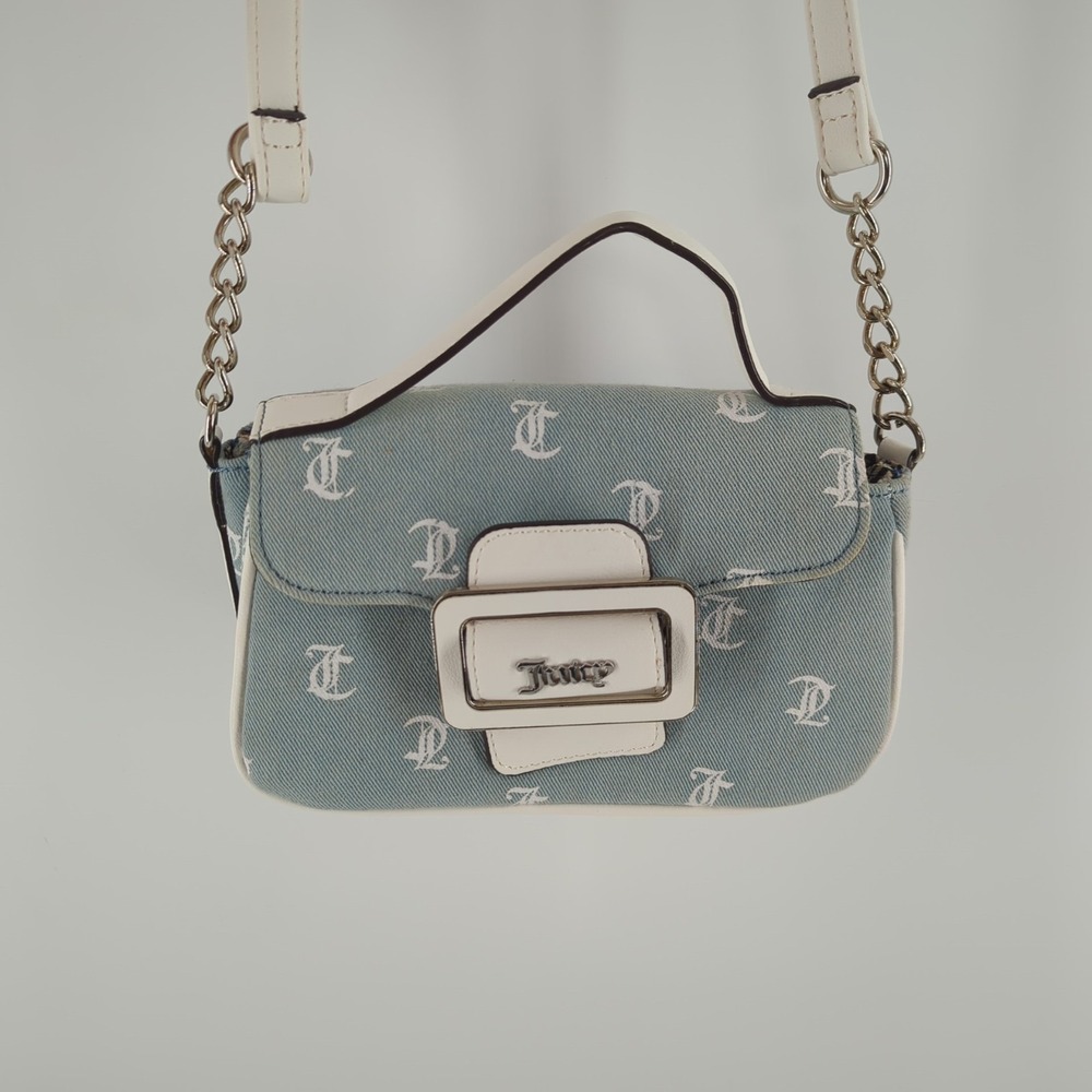 Juicy Couture‎ Denim White Made You Look Fashion Flap Crossbody Bag - Picture 2 of 5